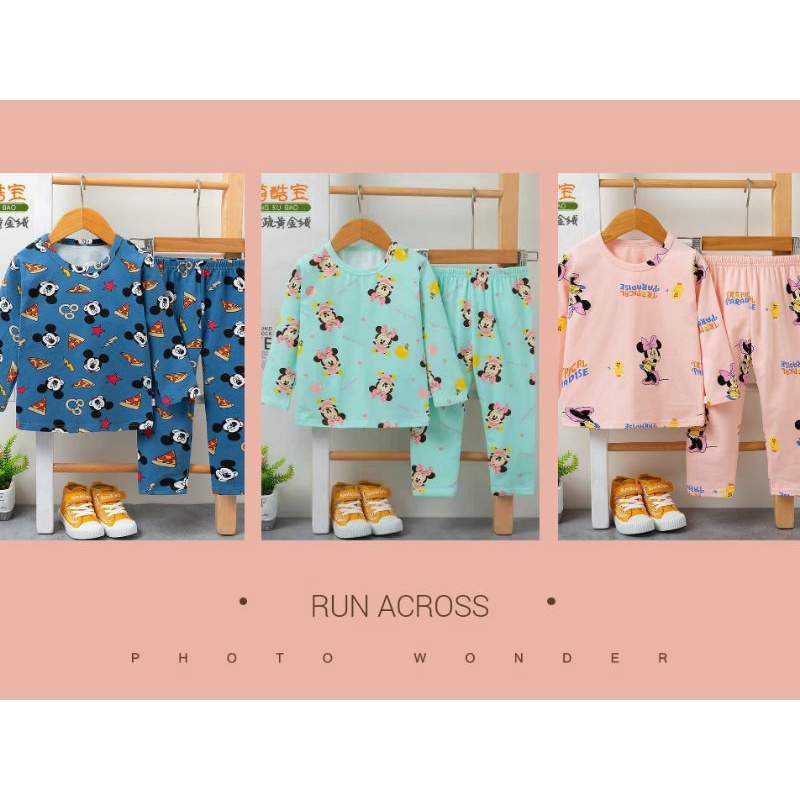 Piyama anak import / piyama anak mickey minnie kubao / baju tidur anak mickey minnie