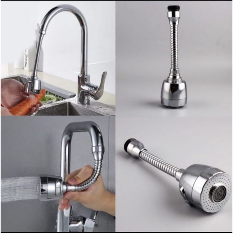 SAMBUNGAN KEPALA KRAN AIR TURBO FLEX FAUCET 360 DERAJAT FLEXIBLE 2 MODE SPRAY KERAN SINK