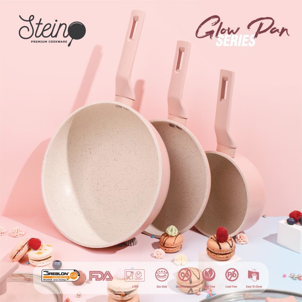 Stein Cookware Glow Pan Set | penggorengan set murah + tutup free mangkok+tutup