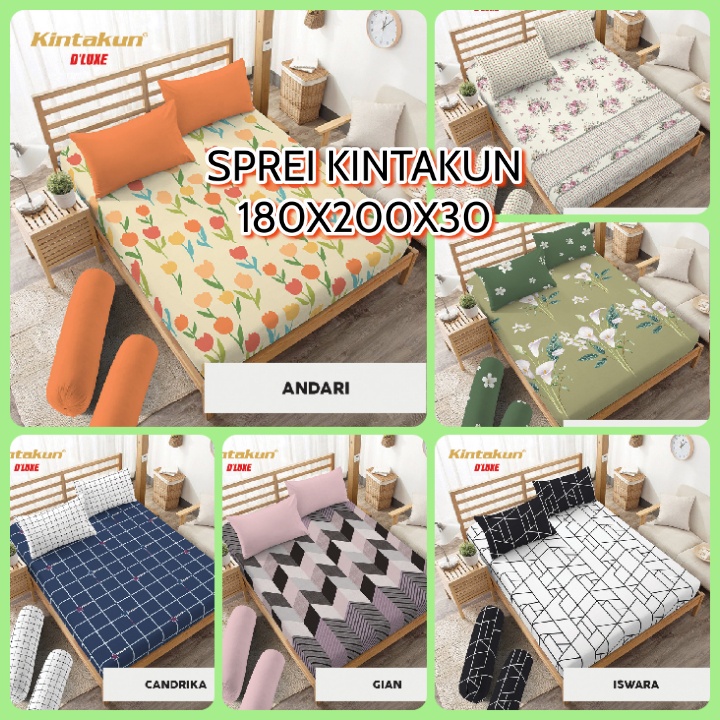 Sprei Kintakun Deluxe Ukuran 180x200 Tinggi 30 Cm King No 1 / 6 Kaki - motif Dewasa Kambang Minimali