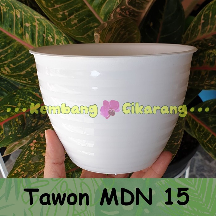 (LUSINAN) MDN 15 (15cm) pot bunga  model tawon (12pcs) Pot Putih MDN