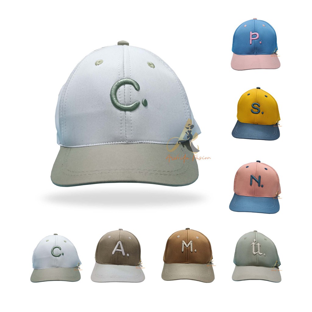 Topi Anak Bordir Inisial / Topi Anak Huruf Alfabeth Usia 3-12 Tahun-2