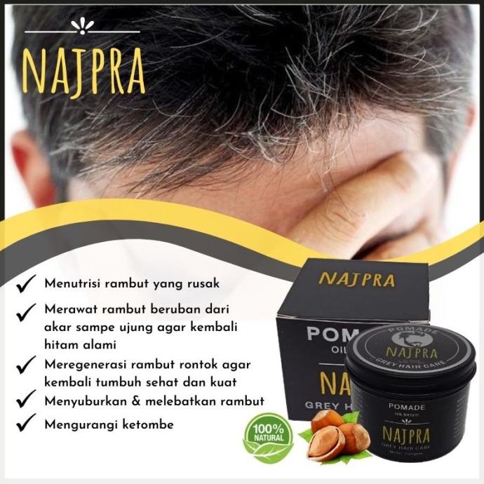 Pomade Vitamin Rambut Penghitam Rambut Uban NAJPRA Pomade untuk Pria