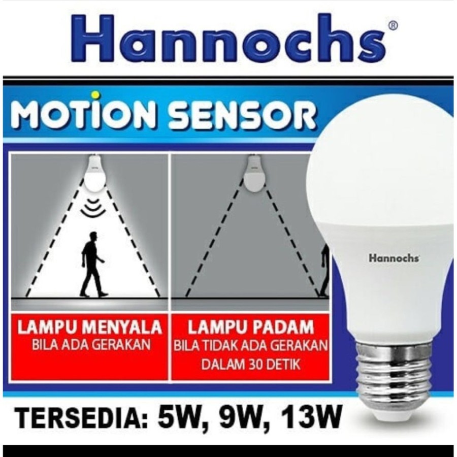 LAMPU LED HANNOCHS 5 WATT SENSOR GERAK BOHLAM LAMPU SENSOR GERAK 5W