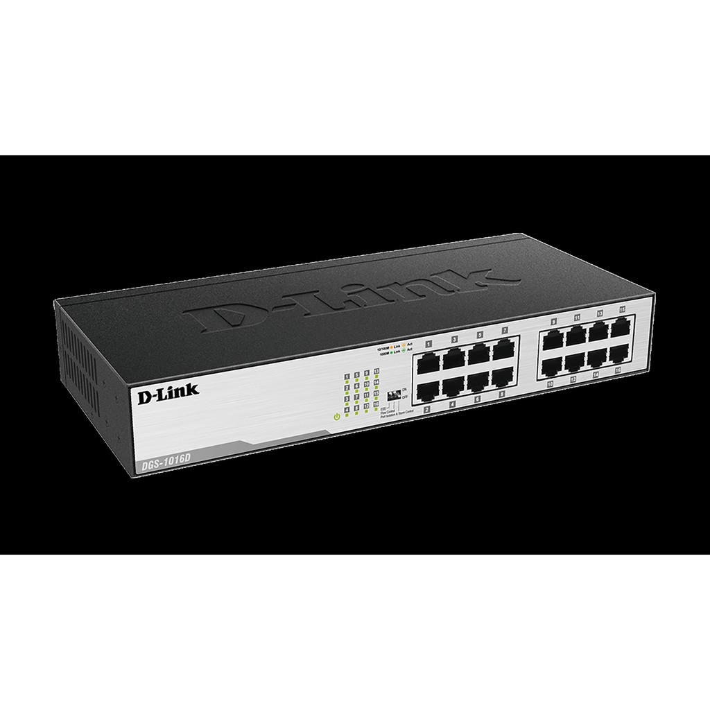 Networking D-Link Desktop 16 Port 10/100/1000 Gigabit Switch - DGS-1016D/C (Metal)