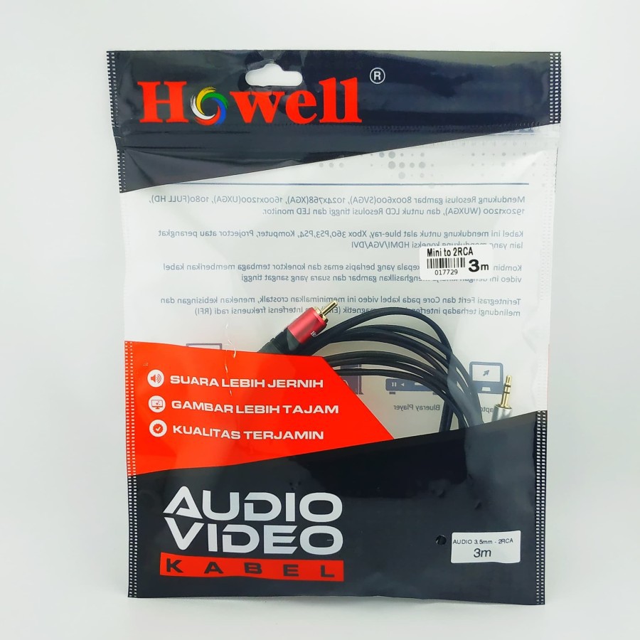 Howell Kabel Audio Aux 3.5mm to 2RCA 3M