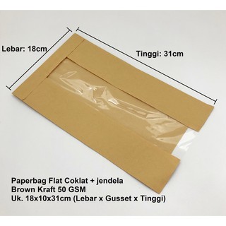 Paperbag kantong kertas coklat 18x5x30 XL jendela 