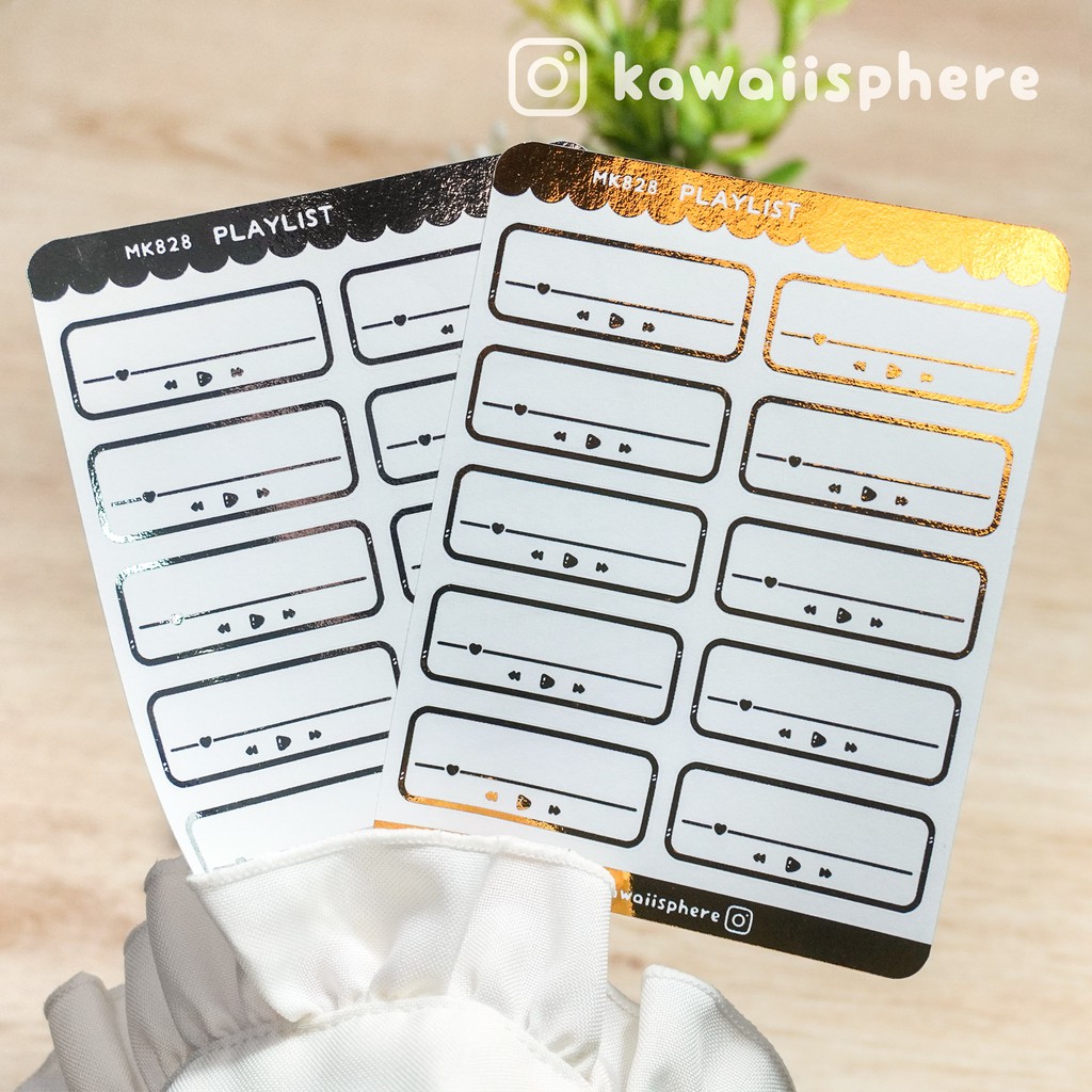 

Mini Playlist Foiled Sticker Kawaiisphere | Gold / Silver Foil Planner Ring Binder Sticker