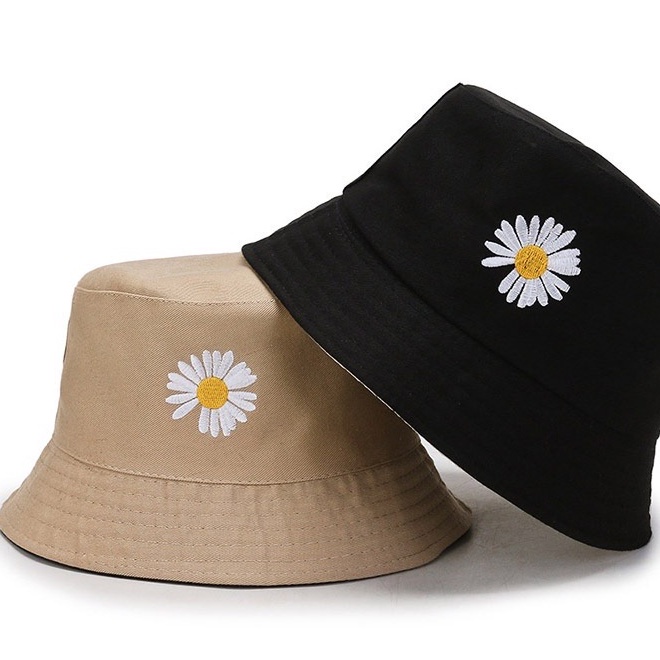 Topi Bucket Bordir Bunga Flower Premium Pria Wanita Distro Korea