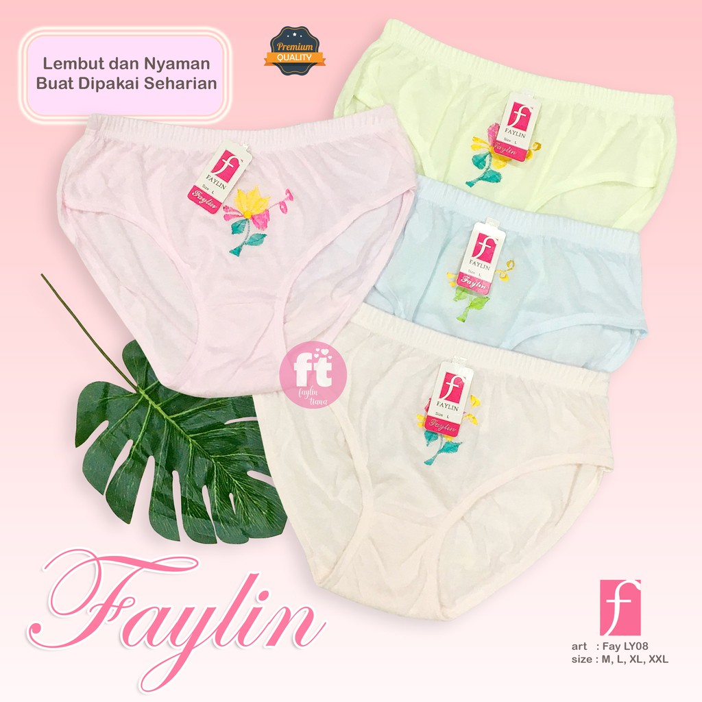 FAYLIN | Celana Dalam KATUN Wanita BORDIR / Warna Muda / art FAY LY08