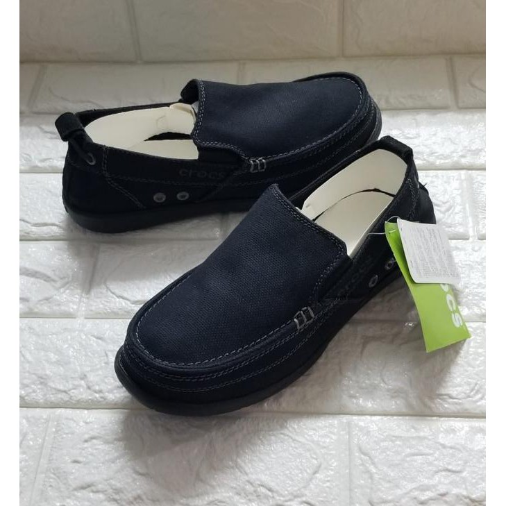 Crocs Walu Men Canvas Sepatu Slip On Pria - Hitam