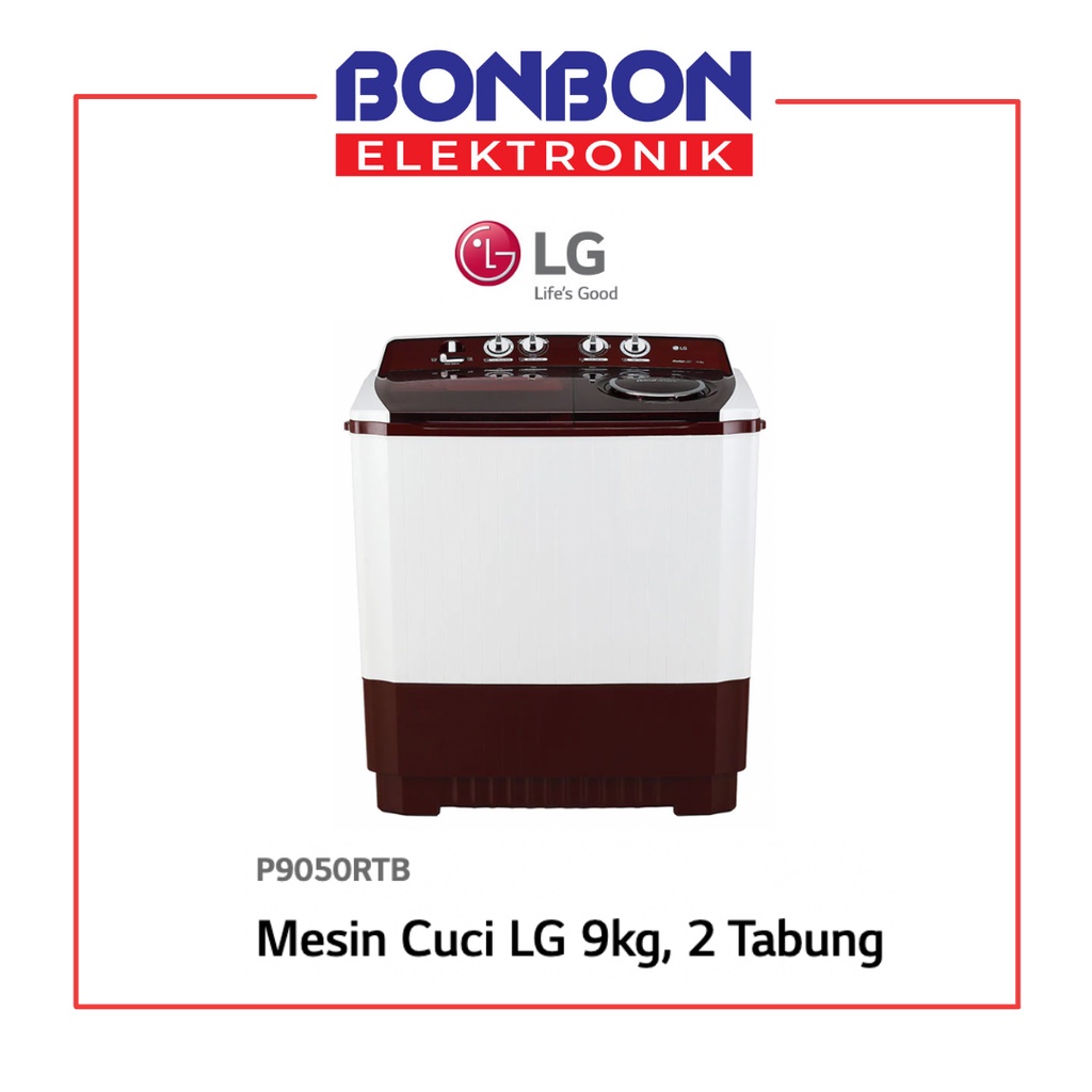 LG Mesin Cuci 2 Tabung 9KG P9050RTB / P 9050RTB / P 9050 RTB 9 KG