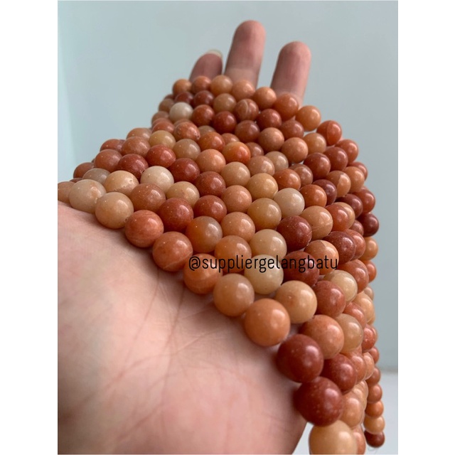 bahan batu Manigajah 10mm oren natural polish corak retak orange akik