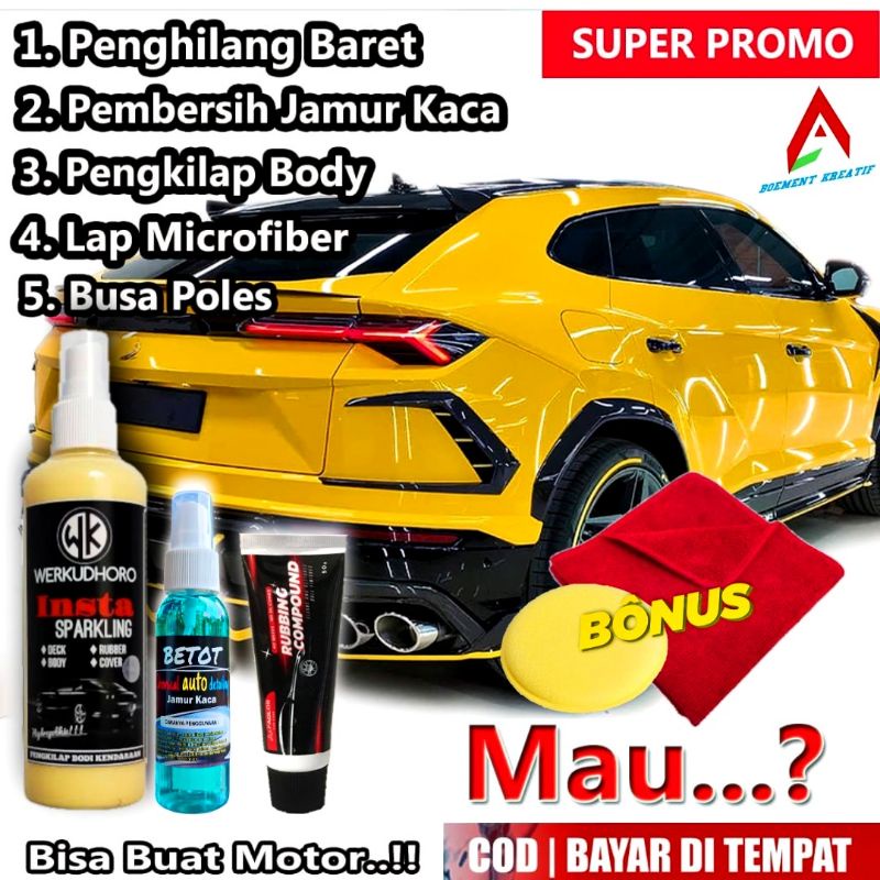 Penghilang baret pengkilap body penghilang jamur kaca/ Paket perawatan body mobil &amp; motor