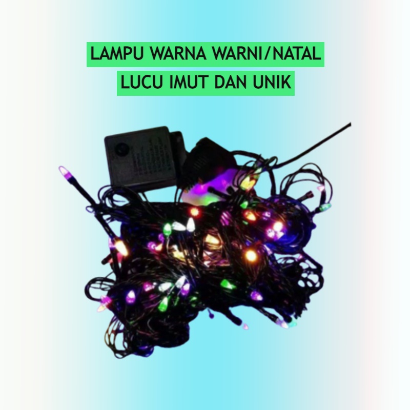 Lampu bohlam led hias hiasan panjang kecil pohon Natal kerlap kerlip light tumblr warna warni untuk kamar tidur gantung dekorasi bunga pelaminan wedding  taman out door tirai murah unik lucu