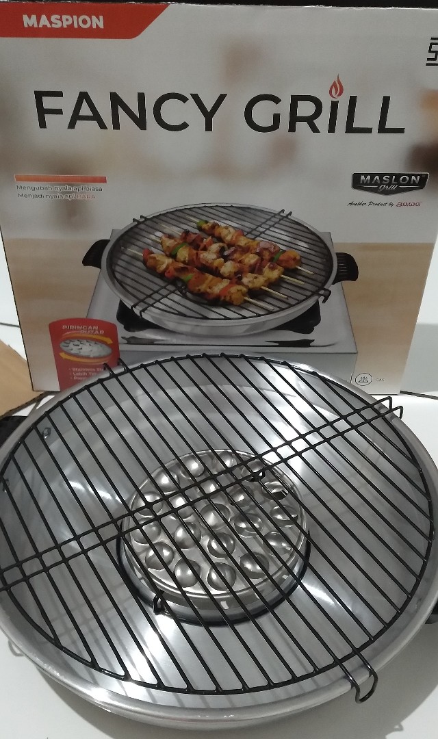 Maspion Fancy Grill Alat Panggang Serbaguna Roaster Panggangan Kompor Gas Ikan Sate Bbq Griller 33cm