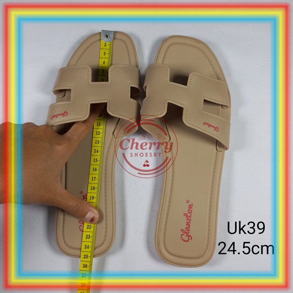 L1838JPS Sandal Selop Glanzton Wanita Karet Model H Sendal Slop Glanzton Cewek Jelly Murah Kekinian