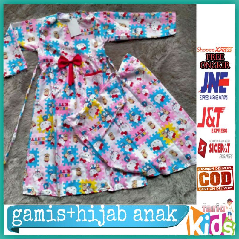 (COD)GAMIS+HIJAB ANAK/GAMIS ANAK KARAKTER/GAMIS ANAK MOTIF/GAMIS ANAK MURAH 2-6 thn