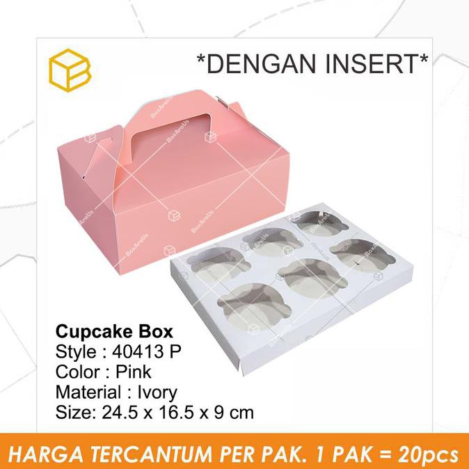 

Silahkan Order] 40413 Color + Insert |Dus. Kemasan. Cake Box. Cupcake Box, Kotak - Pink