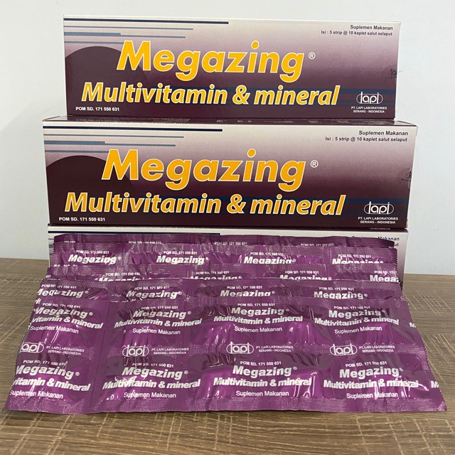 MEGAZING multi vitamin dengan zinc / kesehatan tubuh / ASLI PT LAPI / perlembar isi 10