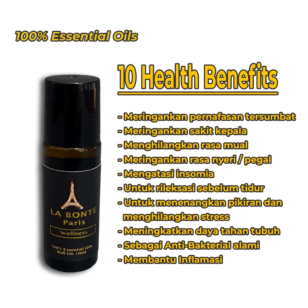 La Bonte Roll On Minyak Angin Untuk Kesehatan Essential Oil Murni 10ml - Anti Virus Pusing &amp; Mual