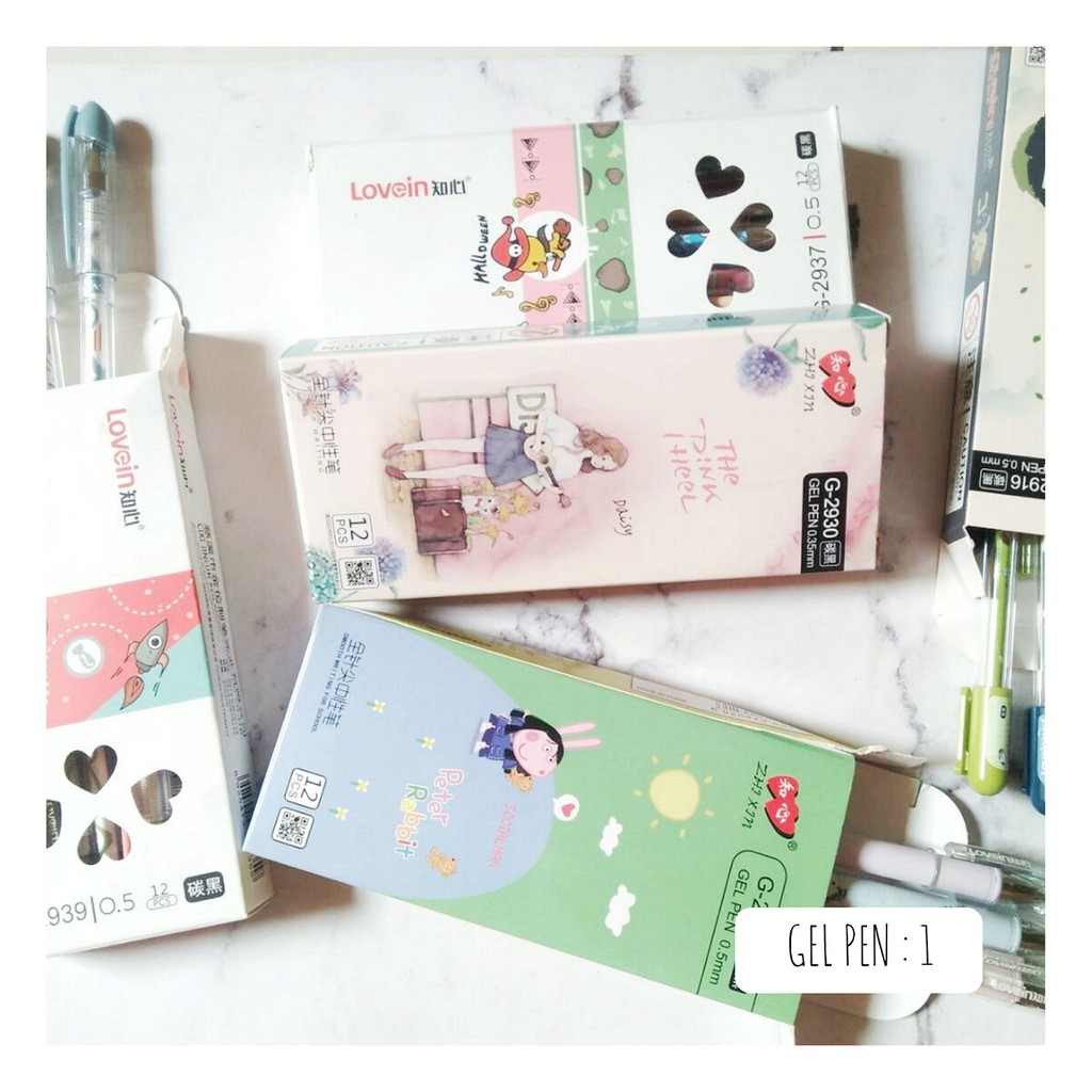 

bolpen gel / pen gel / gel pen lovein zhi xin 1 lusin