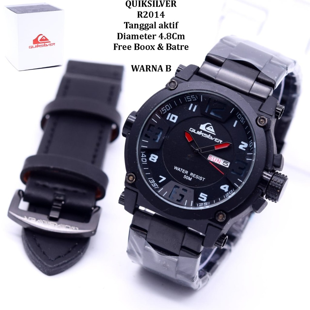 Jam Tangan Pria/Cowok QUIKSILVER R2014 Paket  tanggal aktif tali rantai