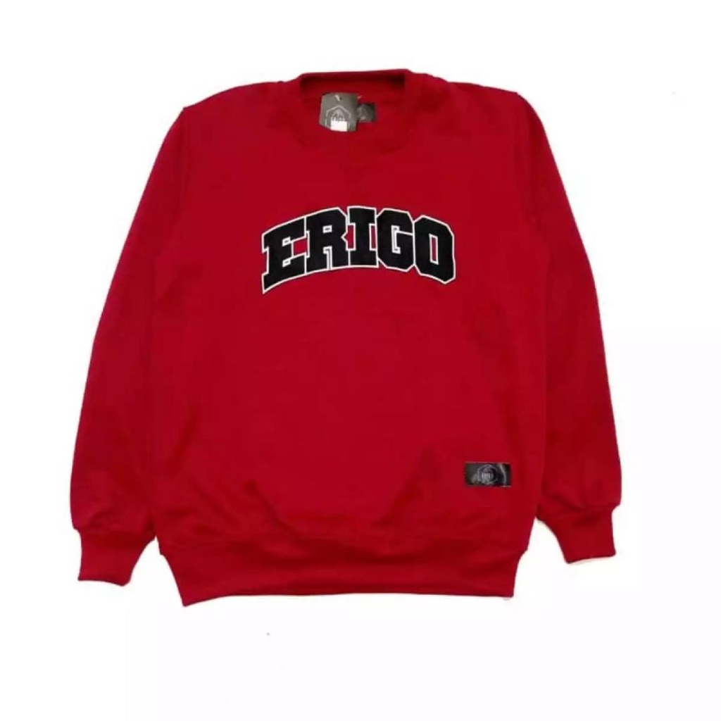 Sweater Crewneck ERIYGO Hijau Army Logo Texs Pull Bordir Premium Distro Unisex Bahan Tebal