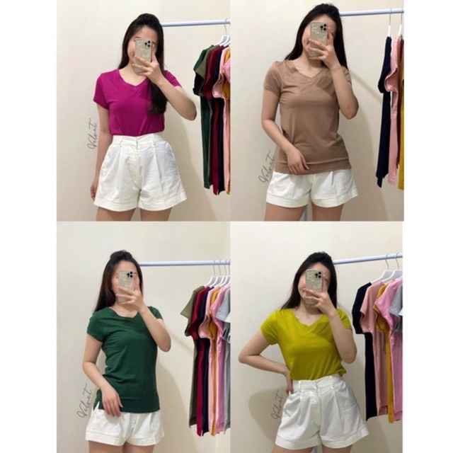 Kaos Vneck Wanita premium / Tshirt V neck Wanita