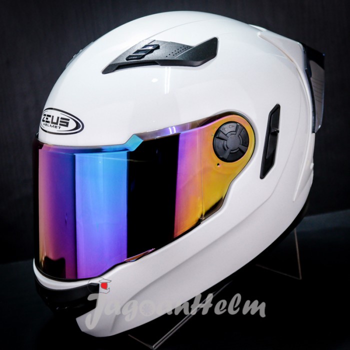 ZEUS Helm ZS813 SOLID 813 WHITE FullFace ZS-813 Double Visor