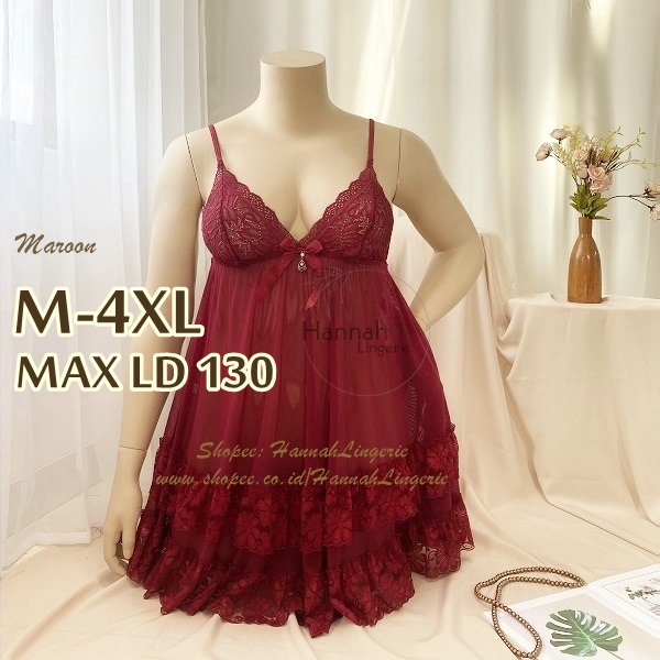 L XL XXL XXXL Baju Tidur Transparan Warna Putih, Lingerie Big Size Jumbo Kode 999