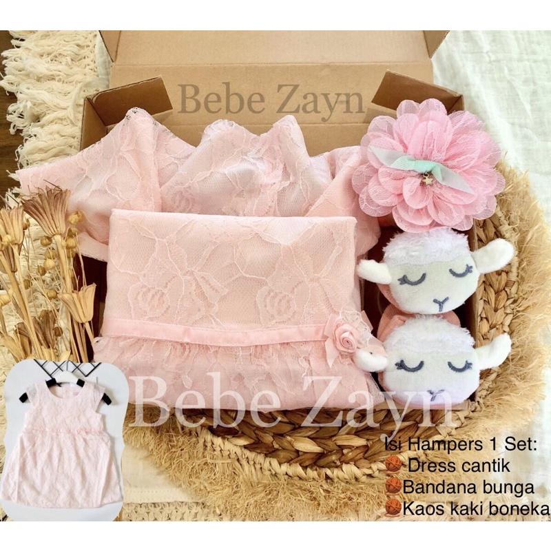 {Size 1-3 years} BEBE ZAYN~ Hampers baby/ hampers bayi/ baby gift / baby Birthday-Lacey Sheep Pink