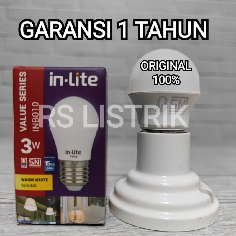 IN-LITE LAMPU LED BULB VALUE 3W 3 WATT INB010 CAHAYA KUNING 3000K WARM WHITE