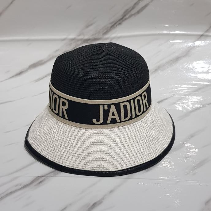 Topi Pantai J'adior Christian Dior Bands Import - Hitam - Putih
