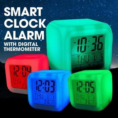 Jam Moody Kubus Berubah 7 Warna / Moody Clock Alarm LED / Souvenir