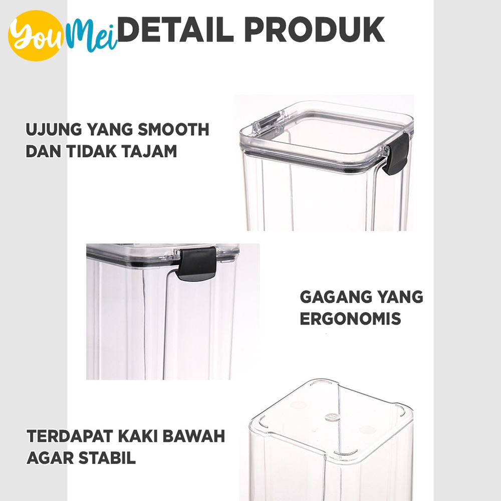 Kotak toples Penyimpanan Makanan Sebaguna Kedap Udara Tempat Penyimpanan Cereal / Bumbu / Snack Toples Kotak Bening Kontainer Kulkas Lemari Dapur Makanan Food Storage Box-1076