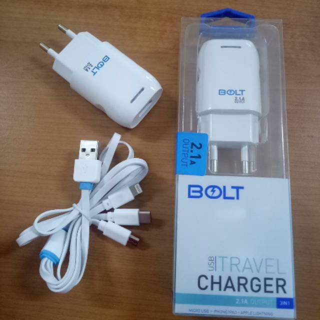 CHARGER 3 IN 1 BOLT FOR SAMSUNG OPPO LENOVO ASUS 3 COLOKAN IPHONE MICRO TYPE C