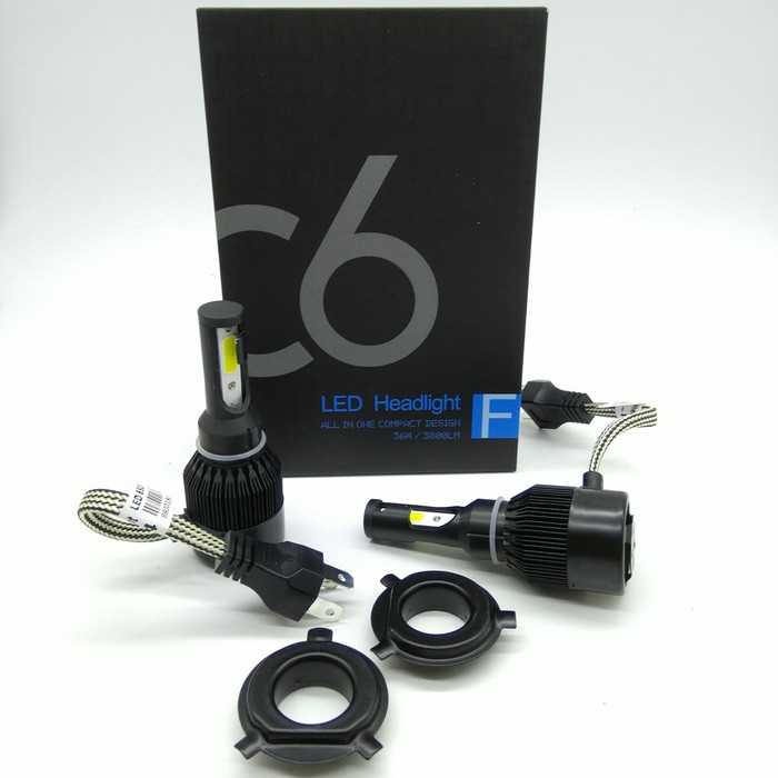 TG Lampu LED Mobil H4 Cob C6 BLACK Chips 36W 3800Lm  Hi Lo