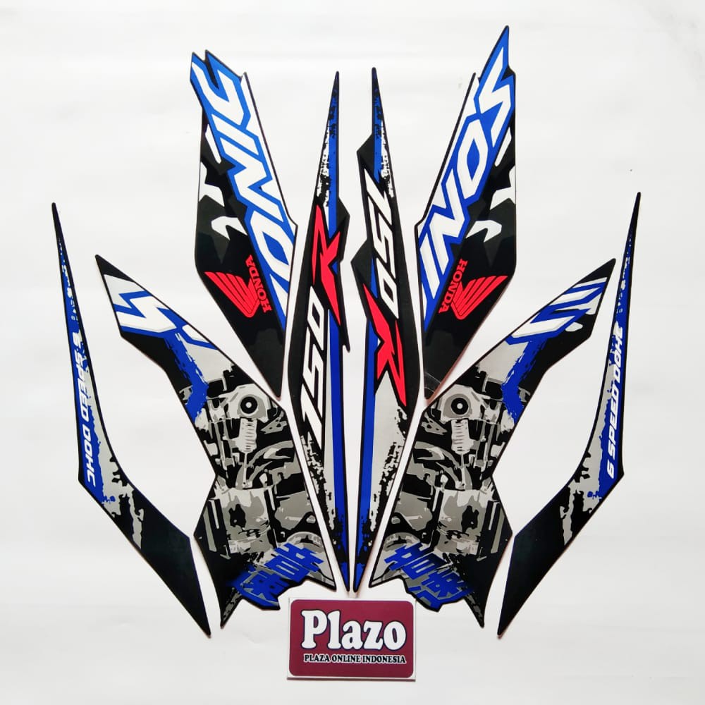 striping motor honda sonic 150r 2019 se full hitam- R merah