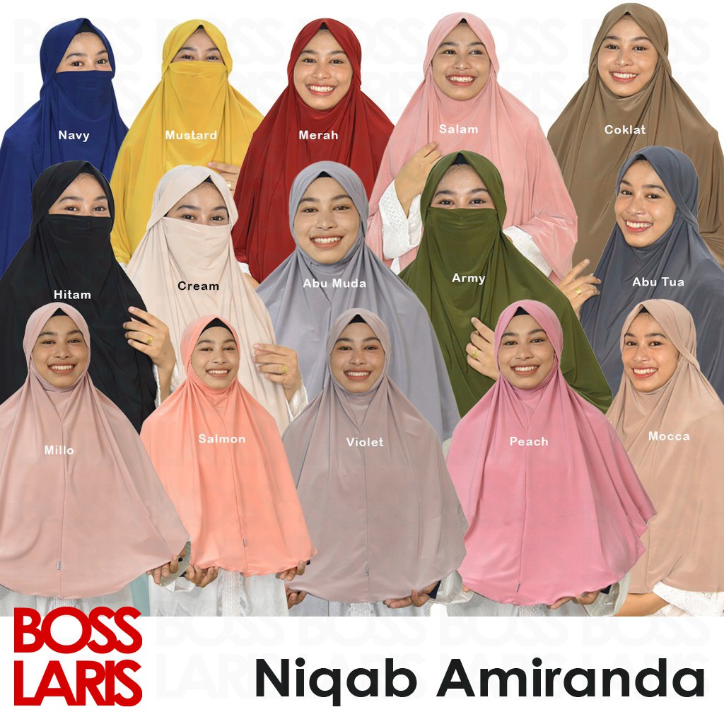 Bosslaris Hijab Jumbo Masker Tali Niqab Amiranda Bahan Jersey Jilbab Wanita Muslimah