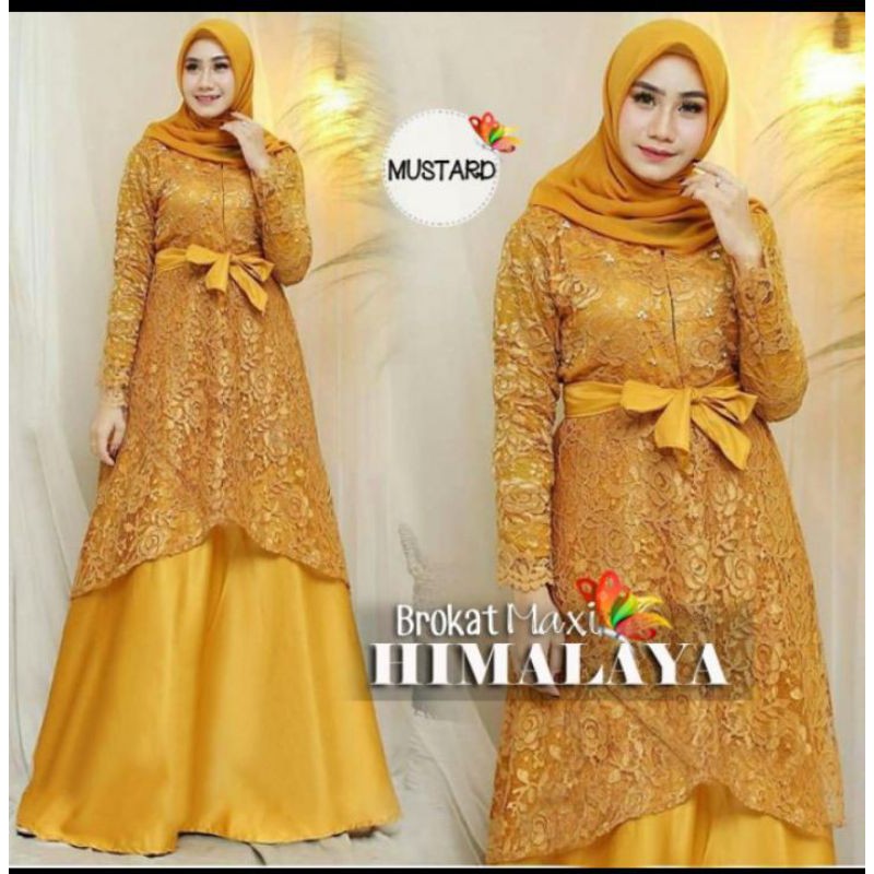 Gamis Syari Brokat Bordir Mulan Butiq Mewah Pesta Premium Terbaru Baju Lebaran 2021 Promo Murah