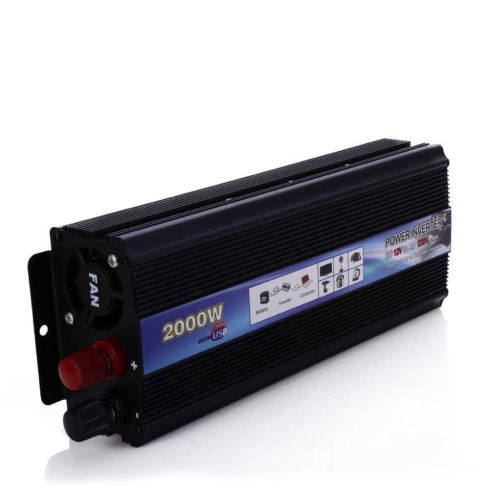 Taffware Rectangle Car Inverter DC 12Volts to AC 220V 2000Watt - PI-Hitam