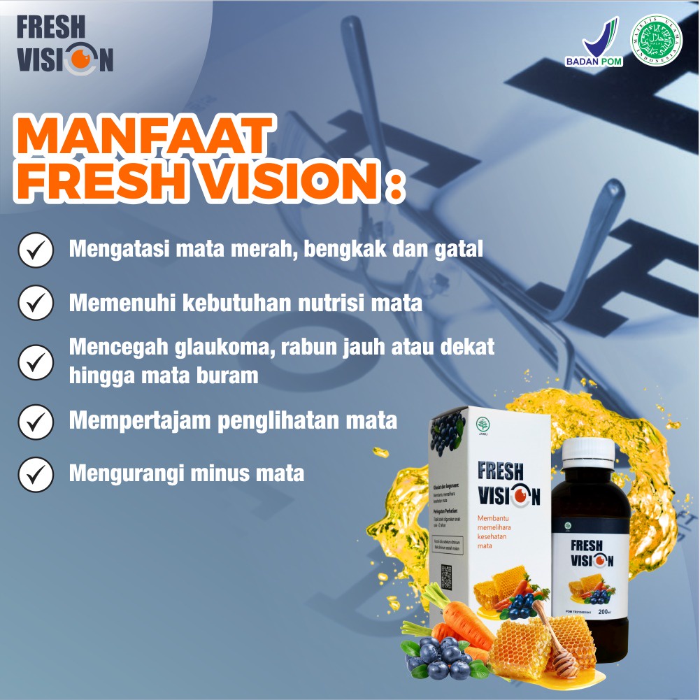 Fresh Vision - Original Multivitamin Madu Solusi Kurangi Mata Minus Mines Gatal Kemerahan &amp; Cegah Katarak 200ml