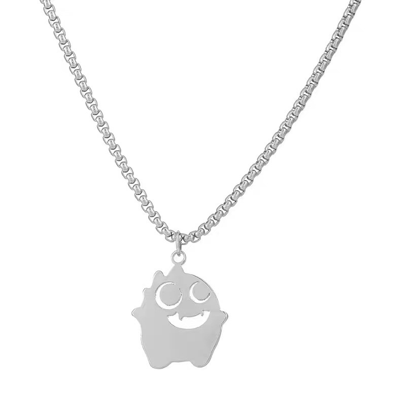 Kalung Liontin Bahan Metal Desain Monster Kecil Warna Silver Gaya Hip Hop Untuk Priawanita