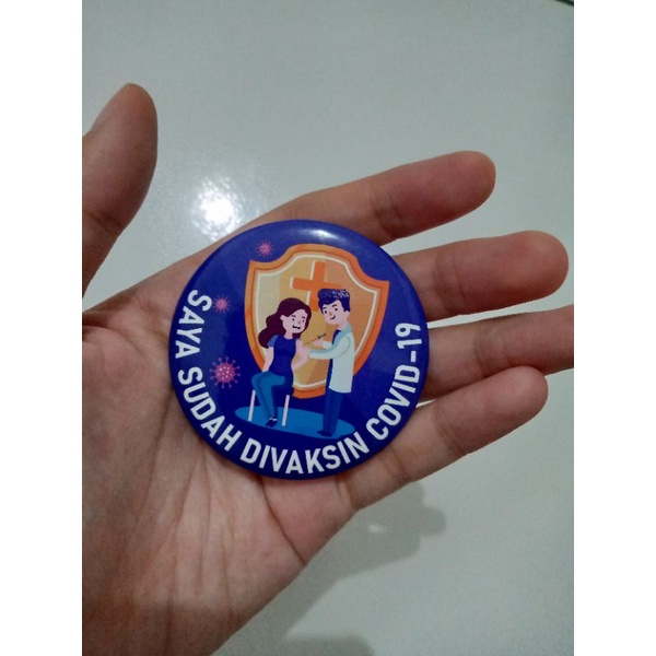 PIN BROS VAKSINASI COVID 19 (pin sudah vaksin) ukuran 5,8 cm