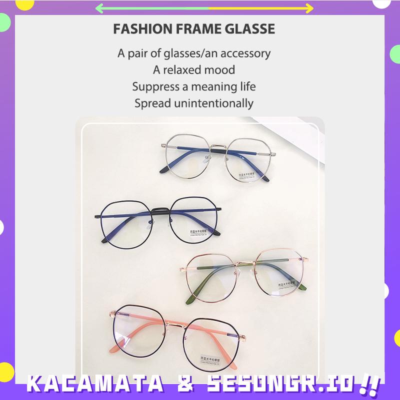 Kacamata Frames &amp; Glasses Kacamata Optik Anti blue Light Bahan Metal Gaya Retro Untuk Unisex - SG