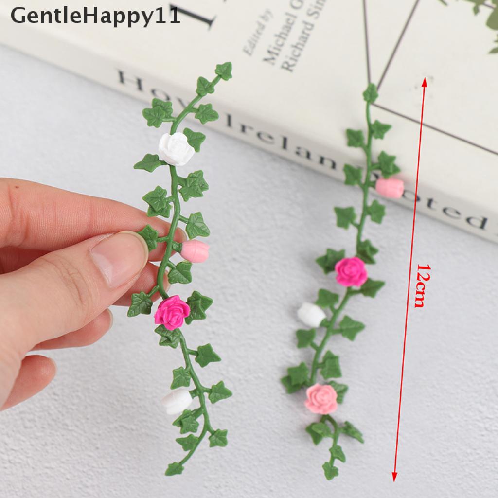 Gentlehappy 2Pcs 1: 12rumah Boneka Miniatur Bunga Mawar Vine Climbing Rose Wattle Dekorasi Rumah