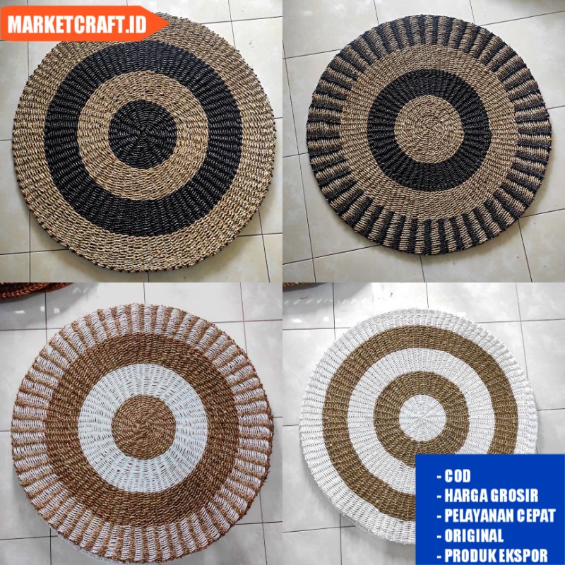 Karpet anyaman eceng gondok/Karpet seagrass/Karpet bulat/Karpet /Rug/karpet Aesthetic/Dekorasi cafe