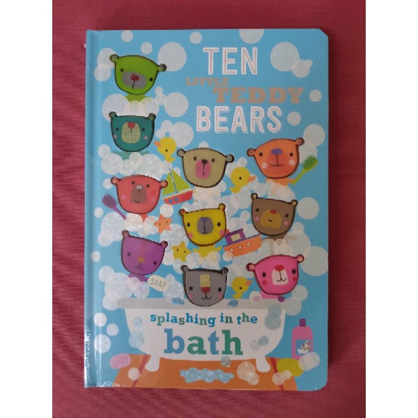 Ten little teddy bears splashing in the bath