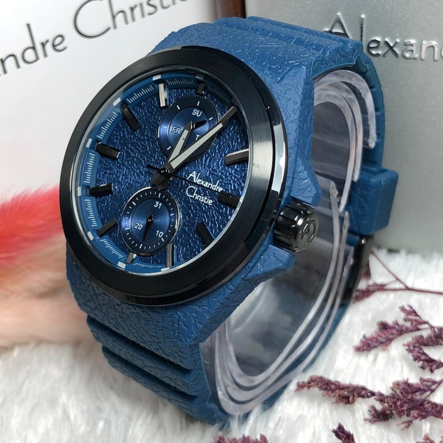 ORIGINAL Jam Tangan Pria Alexandre Christie AC 6585 / AC6585 / 6585 Garansi Resmi 1 Tahun, Rubber